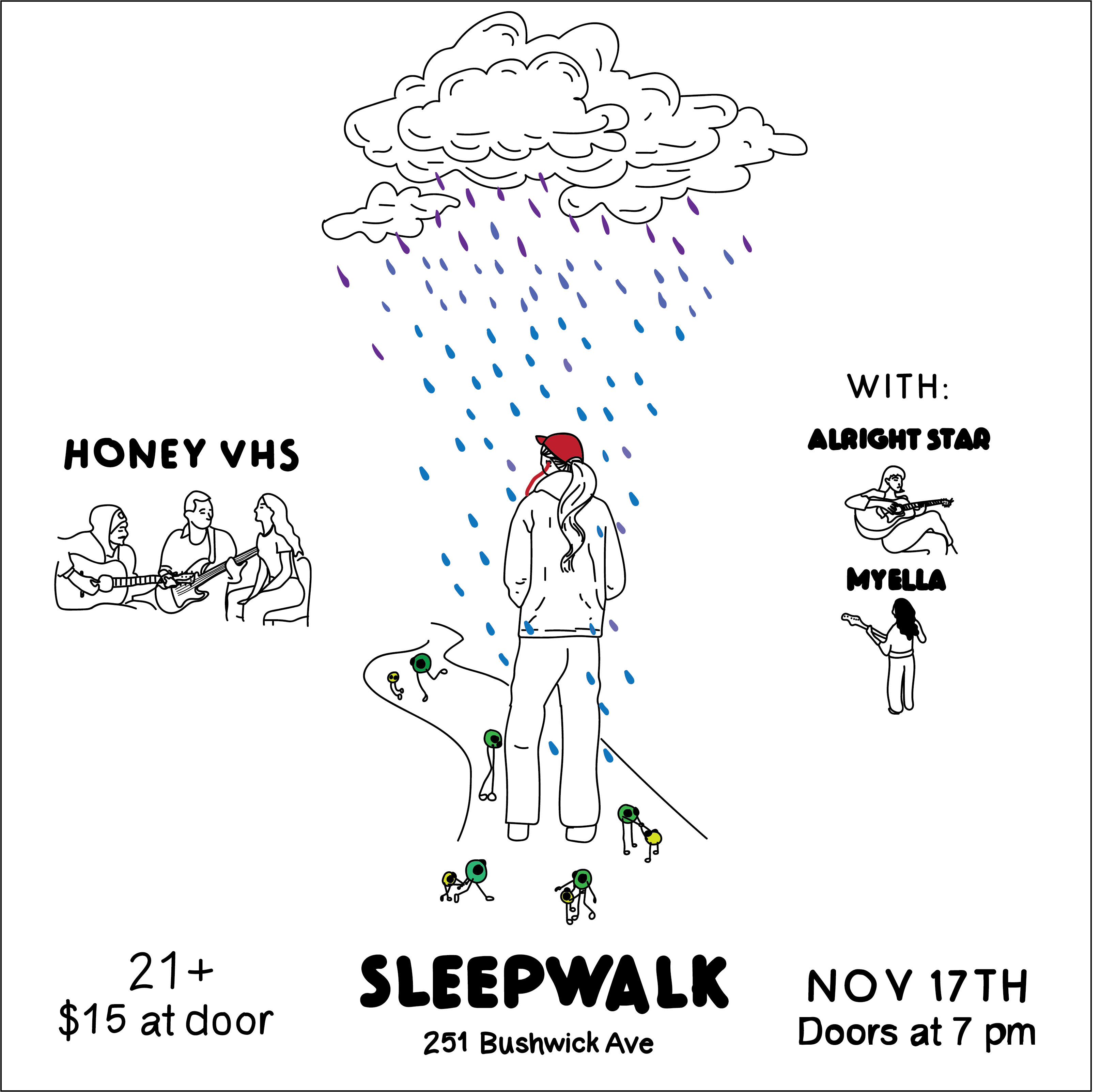 Flyer for Honey VHS at Sleepwalk on November 17